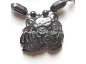 Hematite Tiger Face 30mm Pendant